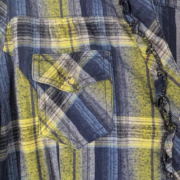 Stetson XL Plaid Cotton Dress With Snaps And Ruffles - Picture 6 of 10